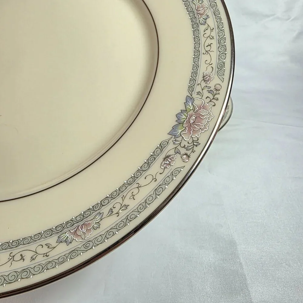 TWO Lenox Charleston Dinner Plate Pastel Floral Band Cosmopolitan Line